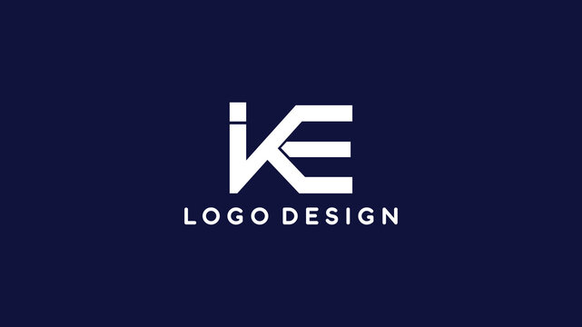 Bold IKE monogram logo with dynamic angles in white on dark background, ideal for tech startups, consulting firms, and modern business branding