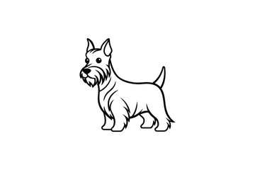 Obraz premium Elegant Scottish Terrier Dog Line Art Illustration in Silhouette Style on a Clean White Background silhouette