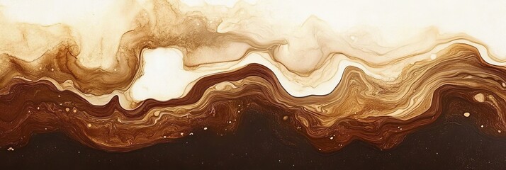 Abstract Brown Swirl Watercolor Backdrop Image Featuring Wave Shapes and Coffee Tone Textures