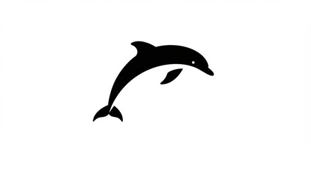 Fototapeta premium A stylized silhouette of a leaping dolphin against a plain white background.