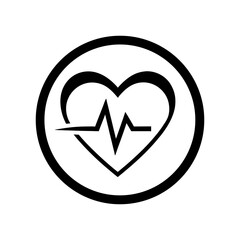 Minimalist heart with medical pulse line for healthcare and cardiology concept design