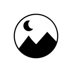 Minimalist mountain tent and moon design for travel hiking camping and outdoor inspiration