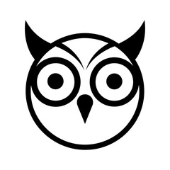 Clean owl face logo in circle line design for bird wisdom and academic symbol branding