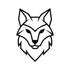 Minimalist wolf head icon with symmetry for wildlife power tribal and animal themed branding