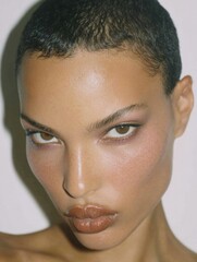 aesthetic editorial content - biracial beauty makeup closeup edgy mysterious it girl party natural glam