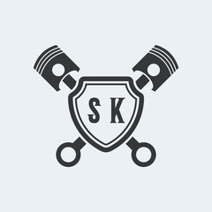 SK Initials Vektor Stok Otomotif Logo Design