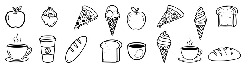 hand drawn food and drink icons