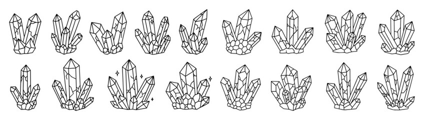 crystal quartz minerals and gemstones line art