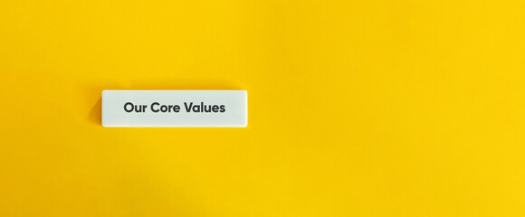 Our Core Values on Yellow Background – Minimal Letter Tile Design