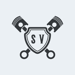 SV Initials Vektor Stok Otomotif Logo Design