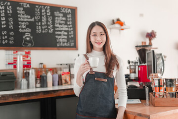 Stylish barista sipping coffee in trendy urban , candid shot of warmth and culture