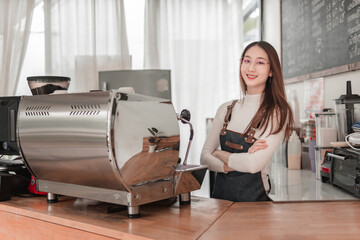 Skilled barista brewing coffee in bright , close-up portrait, lifestyle inspiration