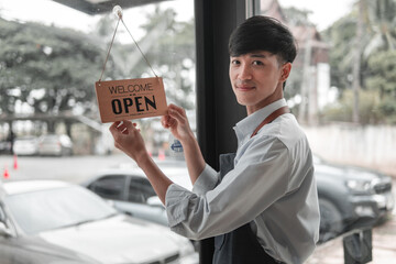 Welcoming signage display by shop owner urban setting photography daylight friendly vibe