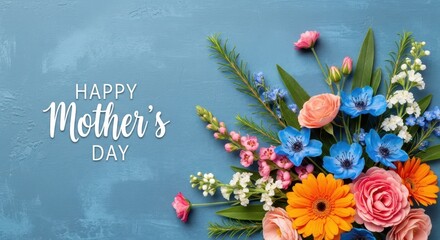 A beautiful floral bouquet with a happy mothers day greeting, perfect for celebrating the special occasion