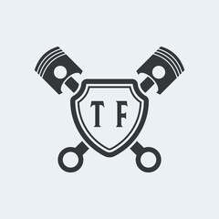 TF Initials Vektor Stok Otomotif Logo Design