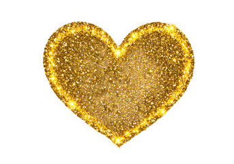 Golden glitter heart shape isolated on transparent background