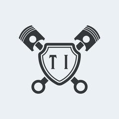 TI Initials Vektor Stok Otomotif Logo Design