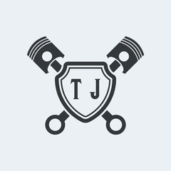 TJ Initials Vektor Stok Otomotif Logo Design