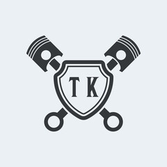 TK Initials Vektor Stok Otomotif Logo Design