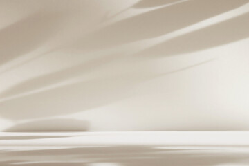 Abstract white color studio background for product presentation. Empty room with shadows of window...