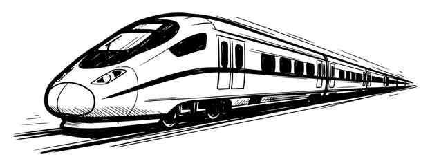 high speed train sketch modern bullet rail vector illustration © Aisha Kudorova