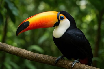 Naklejka premium Colorful toucan perched gracefully.