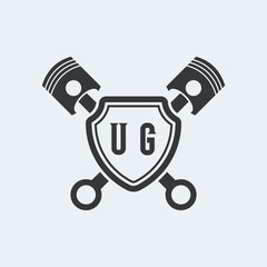 UG Initials Vektor Stok Otomotif Logo Design