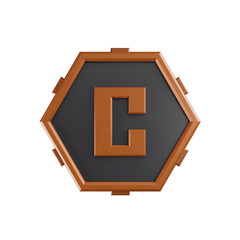 3D Hexagon C Emblem Icon