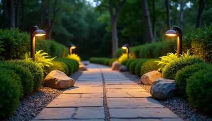Illuminated Garden Pathway Landscape Lighting Design Ideas