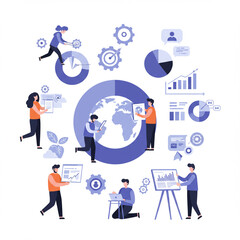 Sustainable Business Project: Diverse Team Collaborating for Social Impact. 