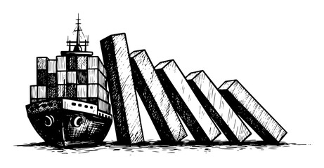 supply chain crisis domino effect sketch