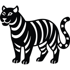 Black tiger with white stripes animal