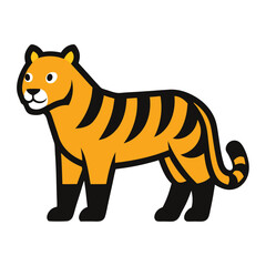 Orange tiger with black stripes standing feline animal