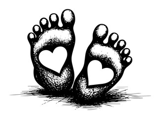baby footprints with heart cutout cute engraving