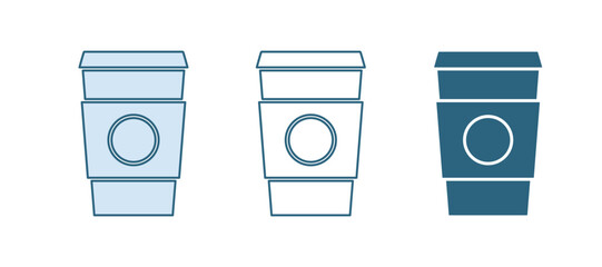 Blue Coffee cup to go icon isolated on white background. Vector