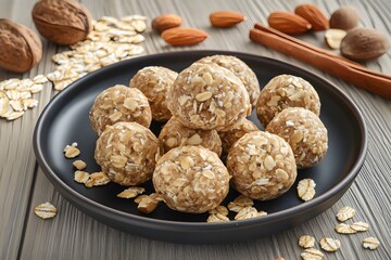 Oat and Nut Energy Balls on Dark Plate oat balls nut balls