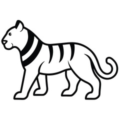 Stylized black and white tiger illustration animal feline