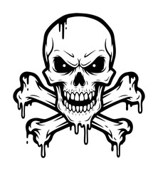 dripping skull and crossbones horror tattoo illustration