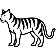 Stylized tiger standing profile animal wildlife