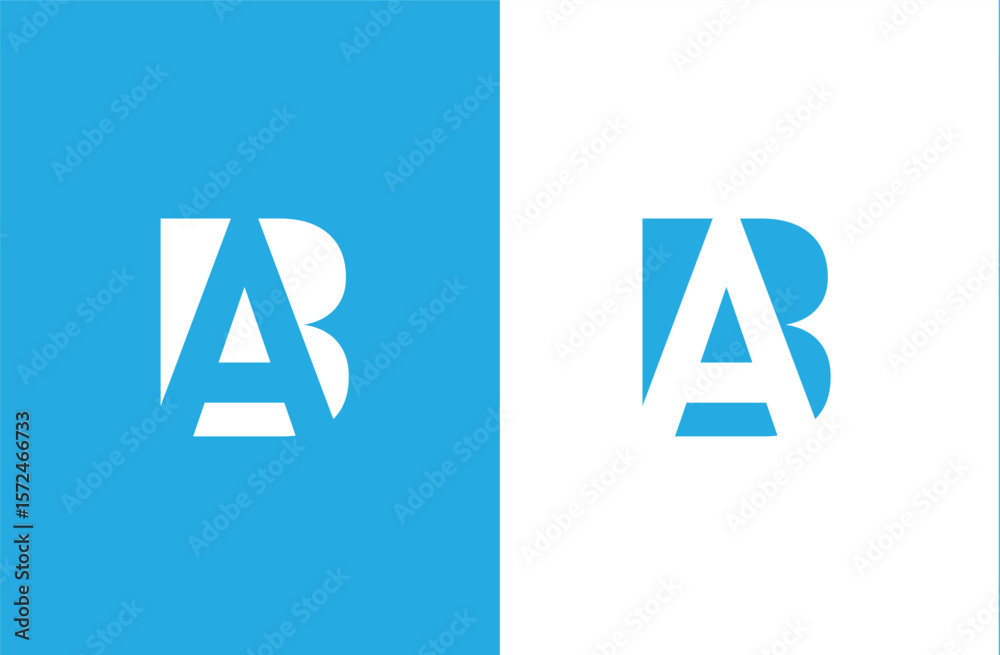 Fototapete ab initial number negative space logo vector icon design isolated background
