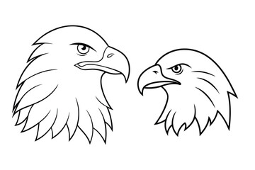 Two eagle heads facing each other in black outline bird profile