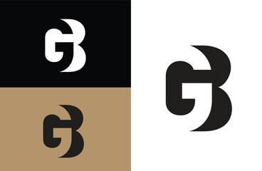 GB initial number negative space logo vector icon design isolated background