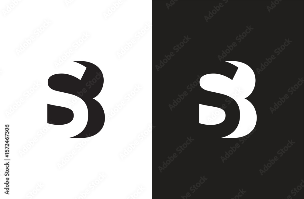 Fototapete sb initial number negative space logo vector icon design isolated background