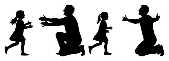 father hugging daughter family silhouette