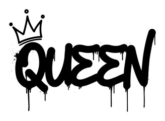 queen graffiti text with crown street art vector © Aisha Kudorova