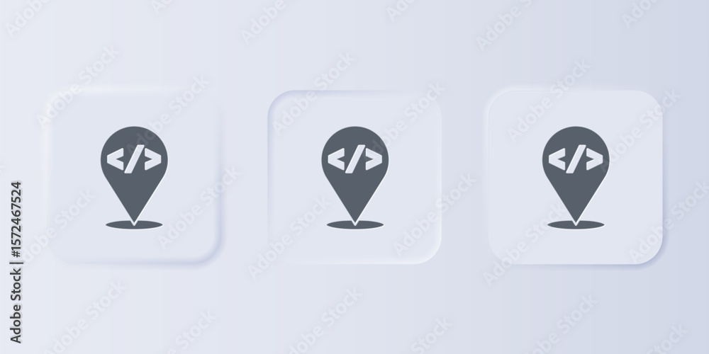 Aufkleber Grey Web design and front end development icon isolated on grey background. Set icons in square buttons. Vector