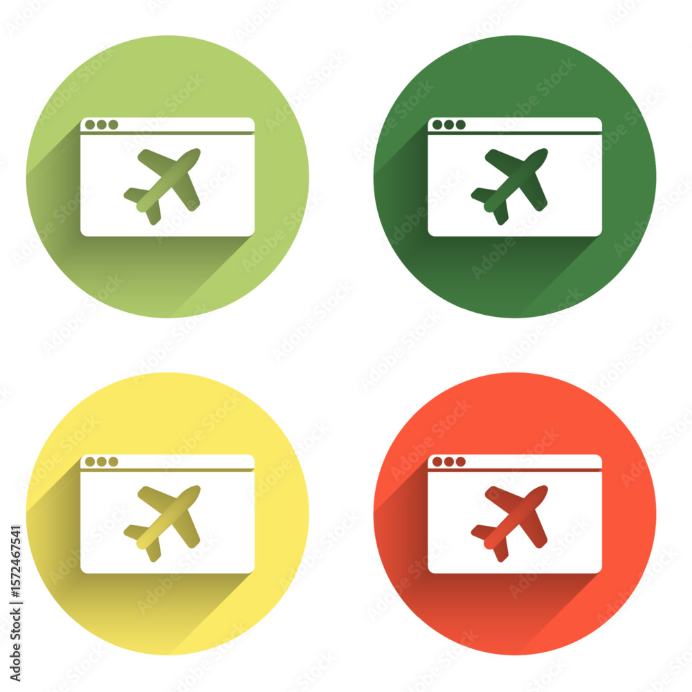 Poster set website template icon isolated with long shadow background. internet communication protocol. col