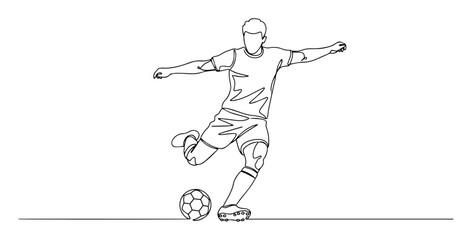 soccer player kicking football line art style