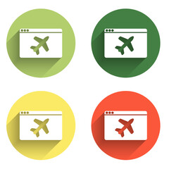 Set Website template icon isolated with long shadow background. Internet communication protocol. Color circle button. Vector