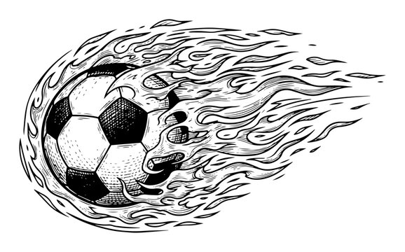 flaming soccer ball illustration dynamic design